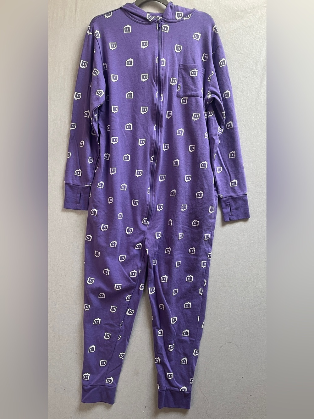 Twitch Size M Purple Cotton Logo Print One Piece Pajama Onesie